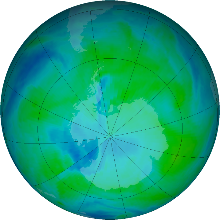 Antarctic ozone map for 17 January 2000
